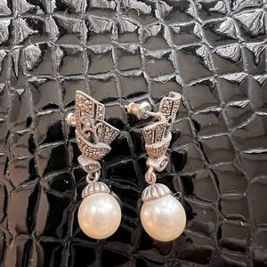 Vintage Pearl/Marcasite Post Earrings